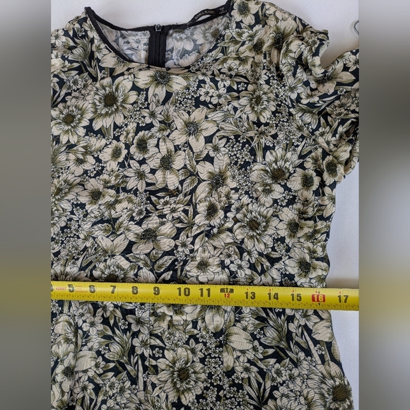 Zara Women's Basic Floral Green Print Mini Dress 3/4 Sleeves Viscose - Picture 9 of 12